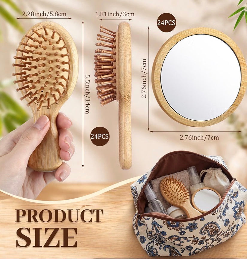 🌿 Bamboo Hairbrush & Mirror Combo