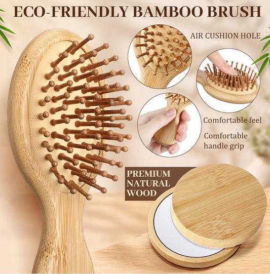 🌿 Bamboo Hairbrush & Mirror Combo