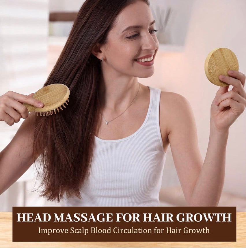 🌿 Bamboo Hairbrush & Mirror Combo